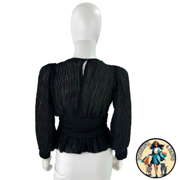 Petal & Pup | NEW Delilah Pleated V Neck Top in Black Size S - Picture 9 of 11